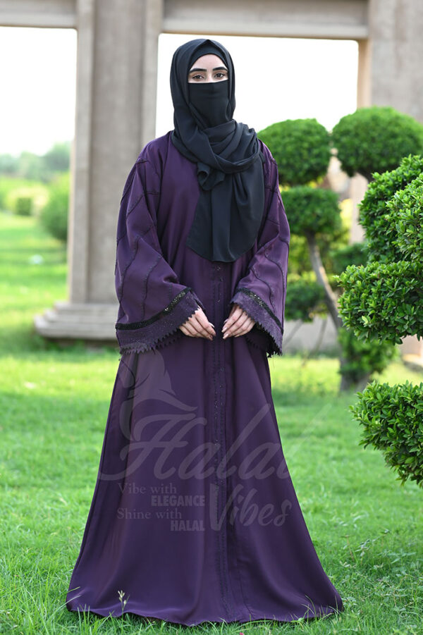 Ameerah Al Noor Abaya - Mettalic Eggplant