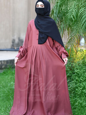 Aurora Bloom Abaya - Terracotta Glow