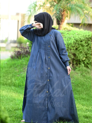 Denim Drape Abaya - Dark Horizon
