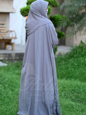 Jalilah Royale Abaya – Whisper Grey back