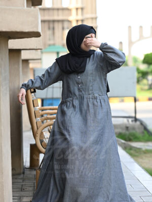 Morning Dew Abaya - Slivery Grey