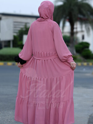 Nuraan Noir Abaya – Pink back