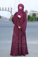 Velvet Vibes Abaya - Blackberry Wine