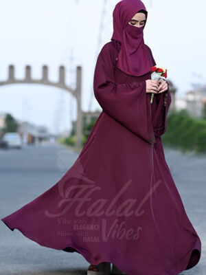 Velvet Vibes Abaya - Blackberry Wine